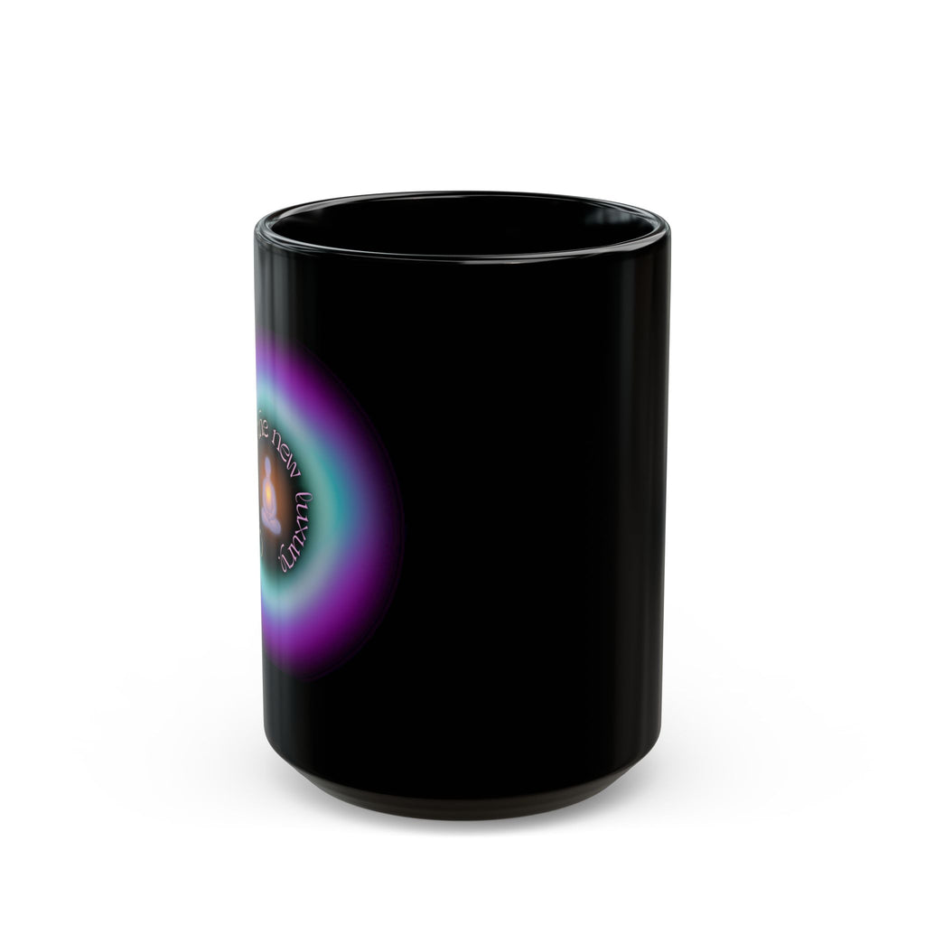 Clarity Mug — black ceramic mug with full-wrap Aurenzi artwork